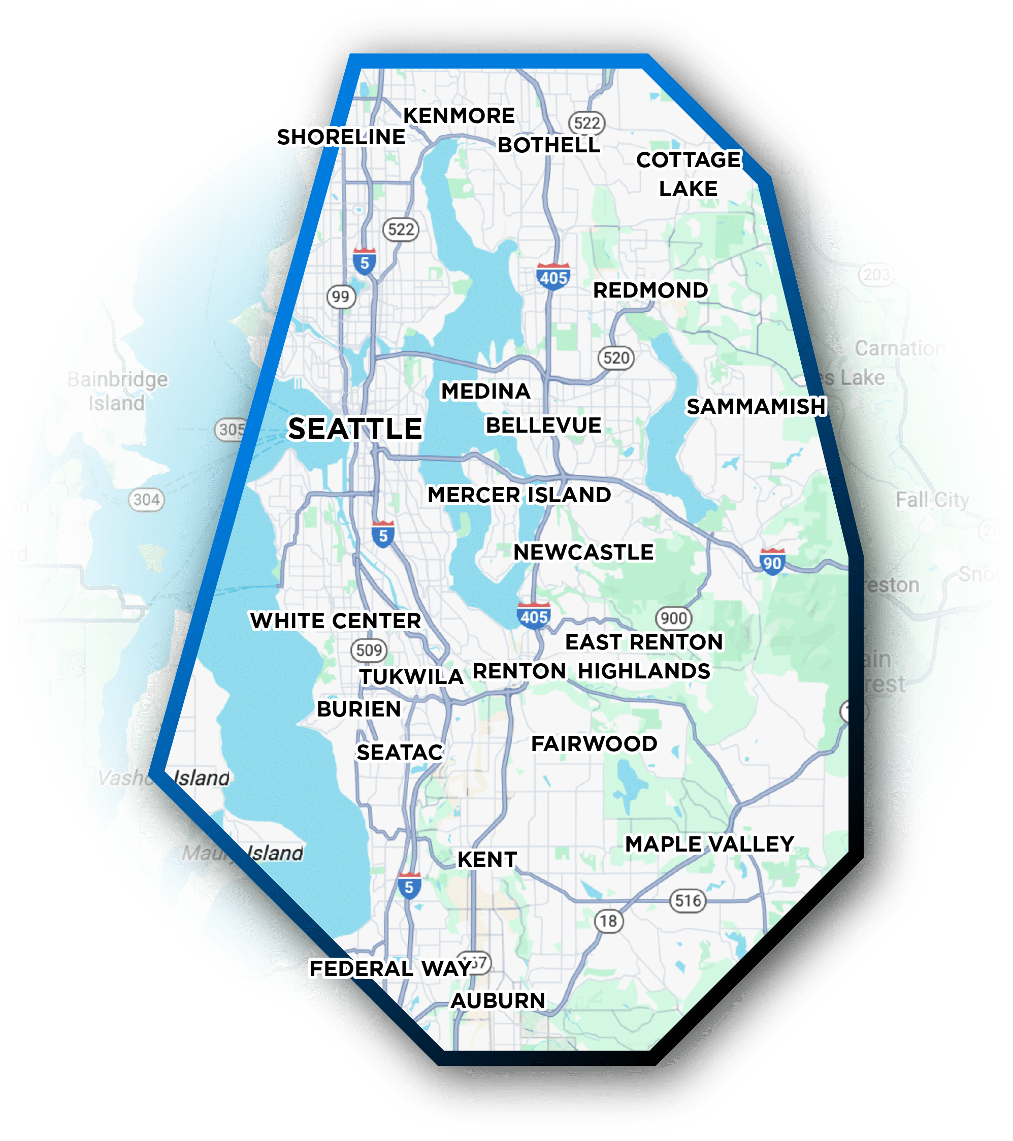 Service area map — Greater Seattle